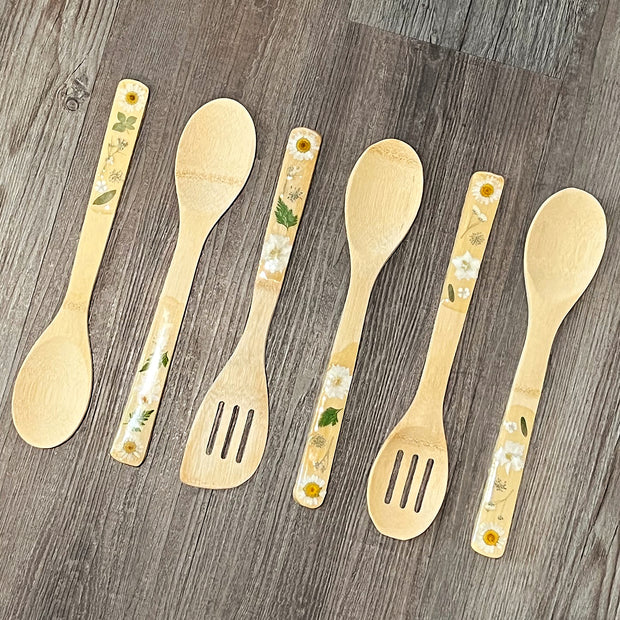 Floral Bamboo Flatware Set