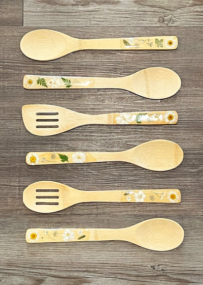 Floral Bamboo Flatware Set